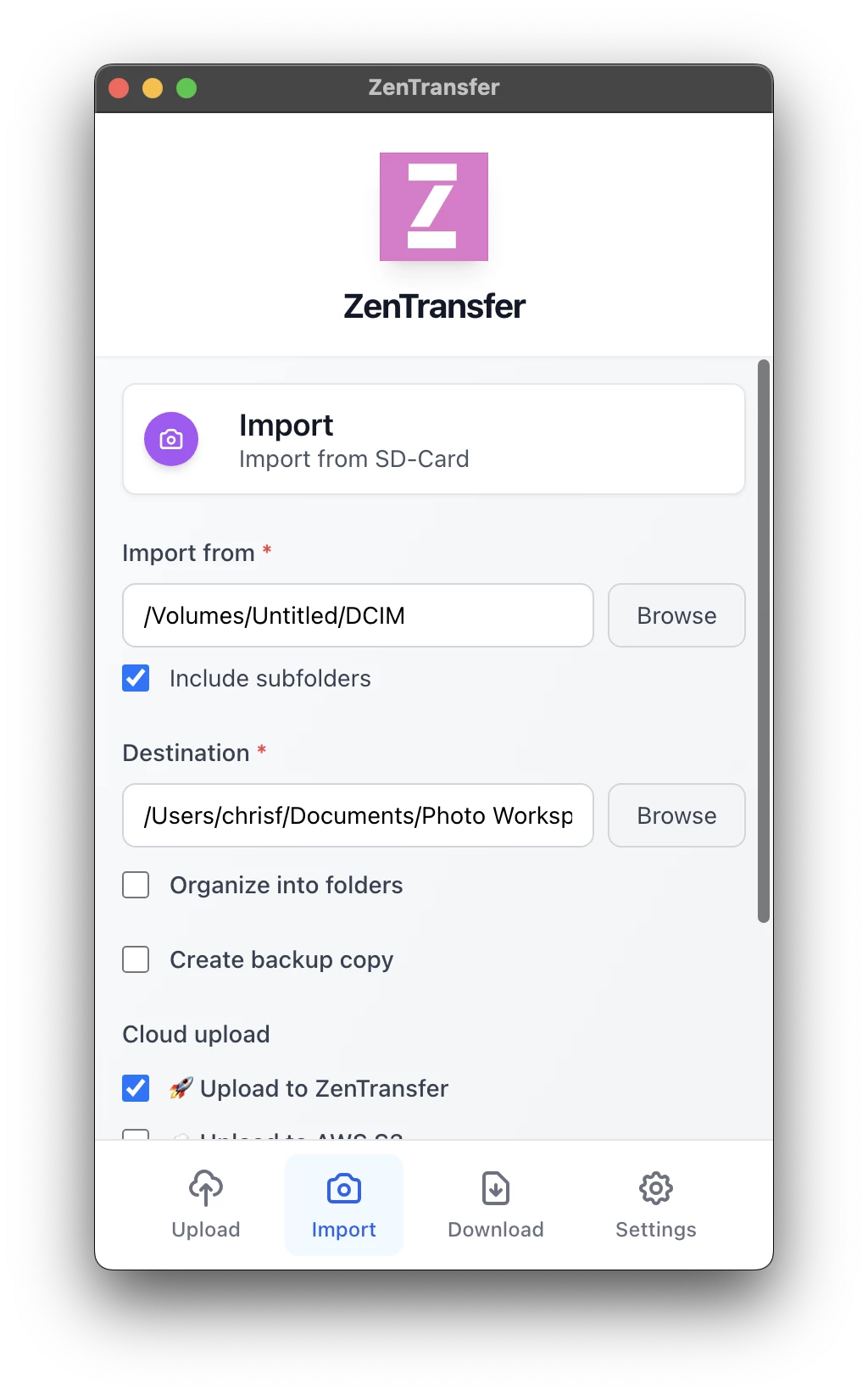 ZenTransfer Desktop App Screenshot 2